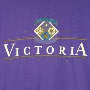 Vtg 80s Victoria Canada T-Shirt XL Purple Queens